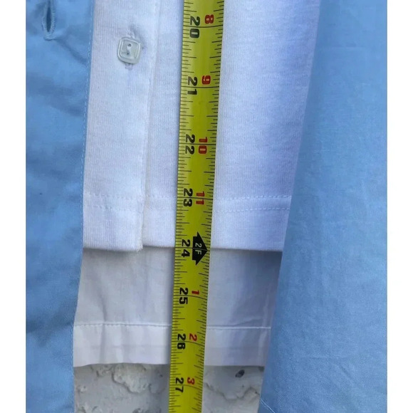 Bobbie Brooks Womens Short Sleeve Floral Embroidery Shirt White Blue 22w/24w - Picture 4 of 10